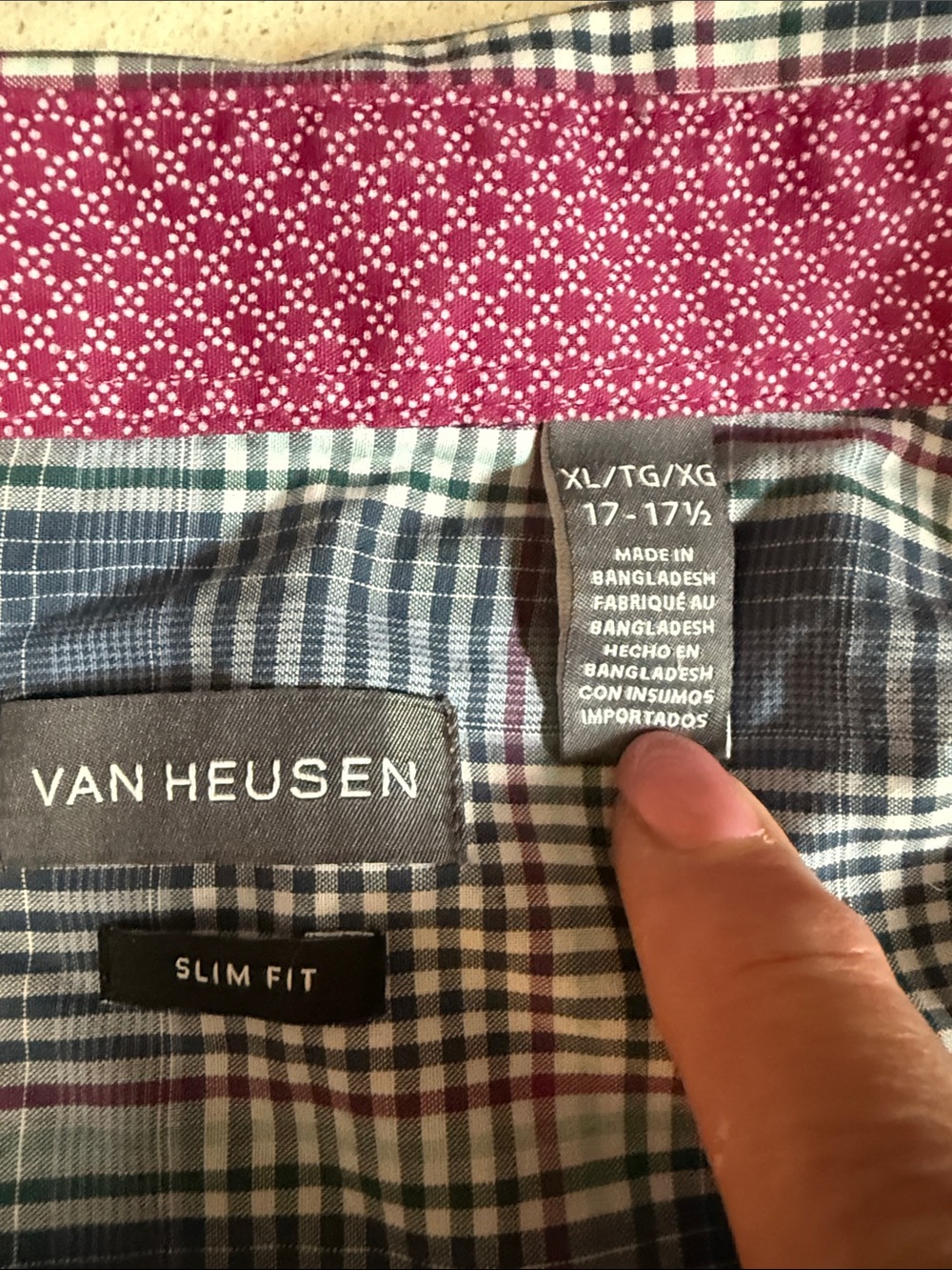 Van Heusen Men’s Slim Fit Plaid Dress Shirt - Blue, Green and Burgundy